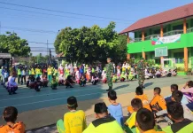 Koramil Prambanan Berikan Materi Wasbang Siswa Baru SMPN 1