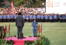 TNI Perempuan Tampil sebagai Komandan Upacara Penurunan Bendera di Sriwedari