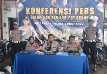 Polres Sukoharjo Tindak 73 Pelanggaran Knalpot Brong dan Balap Liar