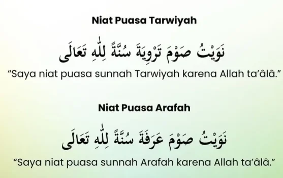 Niat Puasa Tarwiyah dan Puasa Arafah