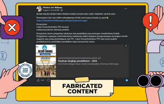 Hoaks Tautan Pendaftaran Dosen dan Guru Pamong 2026 di Facebook