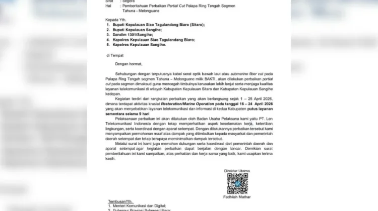 Palapa Ring, Sitaro–Sangihe Alami Gangguan Telekomunikasi