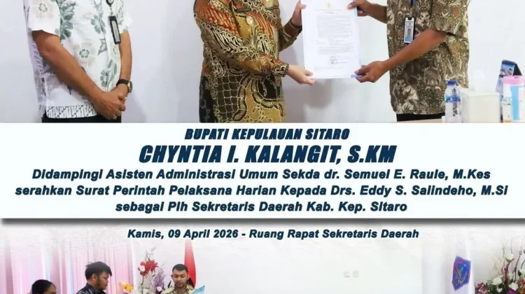Bupati Sitaro Serahkan SK Plh Sekda kepada Eddy Salindeho