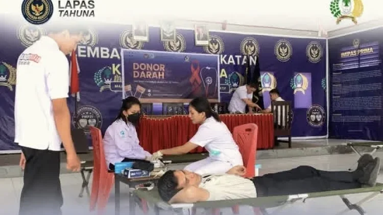 Lapas Tahuna Gelar Donor Darah Peringati Hari Bakti Pemasyarakatan ke-62