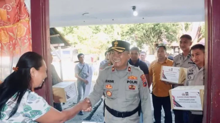 Rangkaian May Day Polres Sangihe bersama Buruh bagi Bansos