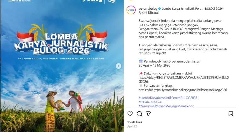 BULOG Buka Lomba Karya Jurnalistik 2026, Angkat Tema Ketahanan Pangan Nasional