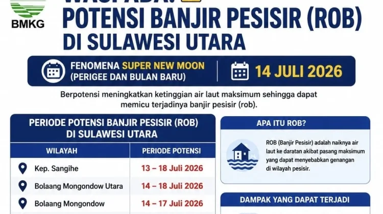 Sangihe Masuk Wilayah Potensi Banjir Rob 13 hingga 18 Juli 2026