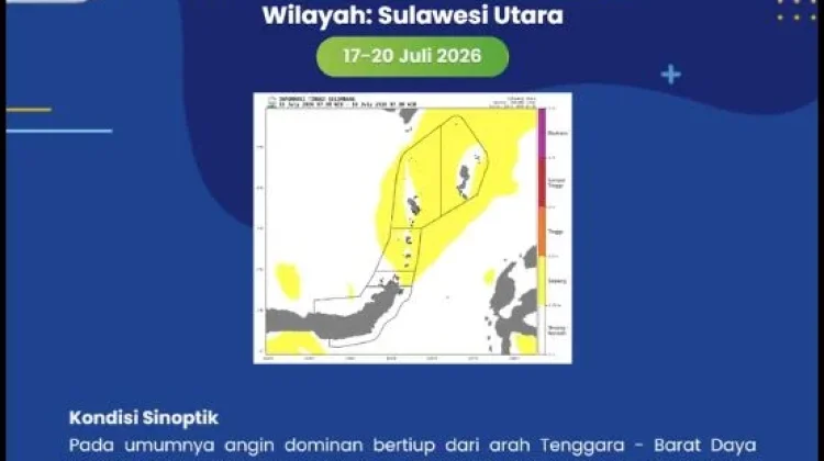 Kategori Sedang, Tinggi Gelombang di Perairan Sangihe 17 hingga 20 Juli 2026
