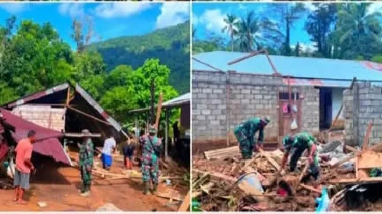 TNI dan Warga Bersatu, Longsor Dibersihkan, Harapan Lelipang Kembali Terbuka