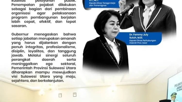 Pemprov Sulut Reshuffle Tiga Pimpinan Dinas Strategis