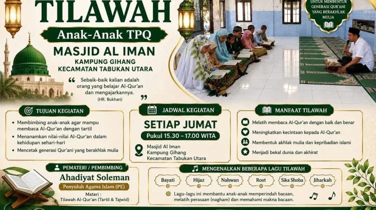 Bimbingan Tilawah Al-Qur'an bagi TPQ Masjid Al-Iman Gihang