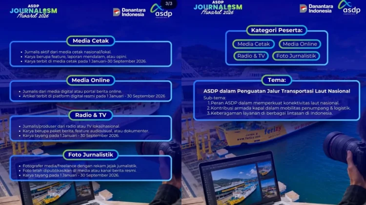 ASDP Journalism Award 2026 Dibuka, Total Hadiah Ratusan Juta Rupiah