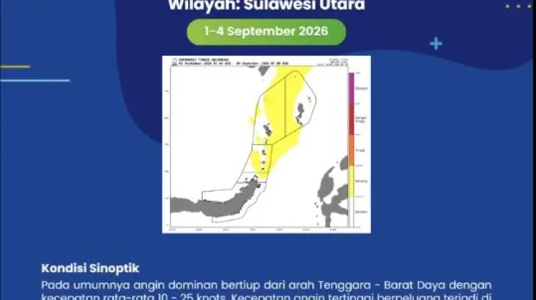 Peringatan Gelombang Tinggi di Perairan Sangihe, 1 hingga 4 September 2026