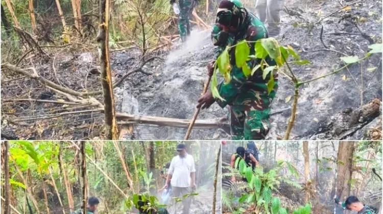 Tim Gabungan TNI dan Relawan Pantau Titik Api Gunung Awu
