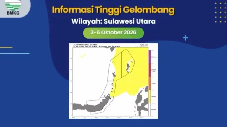 Peringatan Dini Gelombang Tinggi Perairan Sangihe 3 Oktober hingga 6 Oktober 2026