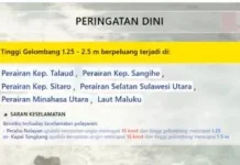Kecepatan Angin Berpotensi Tingkatkan Gelombang Tinggi di Perairan Sangihe