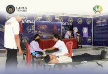 Lapas Tahuna Gelar Donor Darah Peringati Hari Bakti Pemasyarakatan ke-62