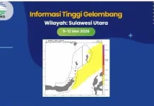 Gelombang Tinggi di Perairan Sangihe, 9 hingga 12 Mei 2026