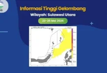 Kategori Sedang, Prakiraan Gelombang di Perairan Sangihe 23 hingga 26 Mei 2026