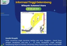 Kategori Sedang, Tinggi Gelombang di Perairan Sangihe 17 hingga 20 Juli 2026