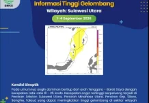 Peringatan Gelombang Tinggi di Perairan Sangihe, 1 hingga 4 September 2026