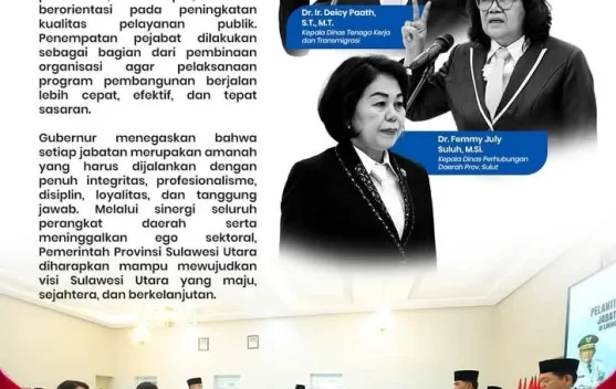 Pemprov Sulut Reshuffle Tiga Pimpinan Dinas Strategis