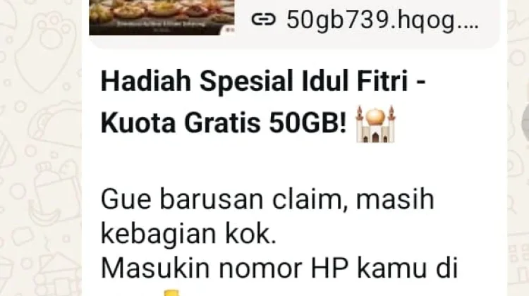 Waspada Penipuan Berkedok Hadiah Lebaran via WhatsApp