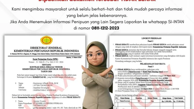 Waspada Penipuan Berkedok Pejabat Inspektorat Jenderal Kementerian Pertanian