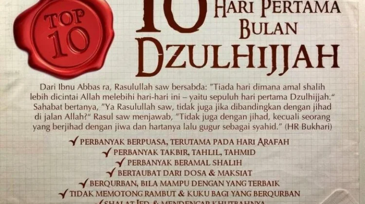 10 Hari Pertama Dzulhijjah, Momentum Emas Memperbanyak Amal Saleh