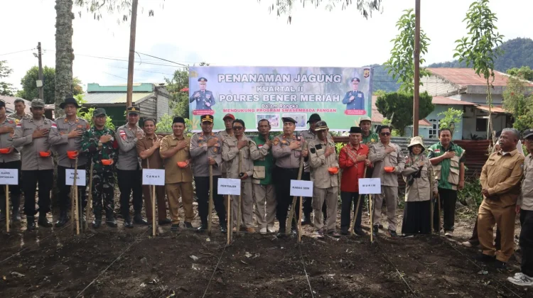 Ketahanan Pangan, Polres Bener Meriah Laksanakan Penanaman Jagung