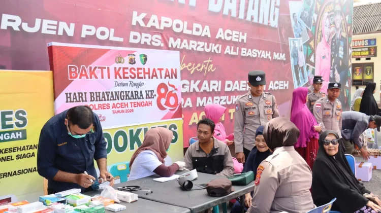 Polres Aceh Tengah Gelar Bansos dan Bakti Kesehatan