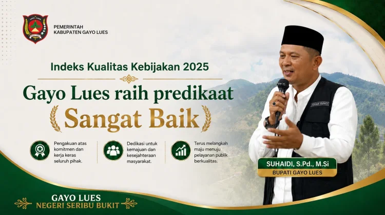 Gayo Lues Raih Predikat Sangat Baik dalam Indeks Kualitas Kebijakan 2025