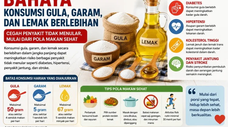 Bahaya konsumsi gula, garam, dan lemak berlebihan