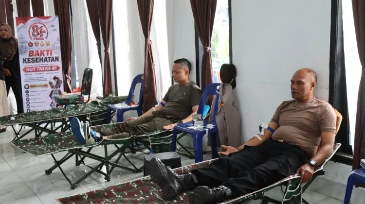 Semarak HUT TNI ke-81, Polres Bener Meriah Ikuti Bakti Kesehatan Donor Darah