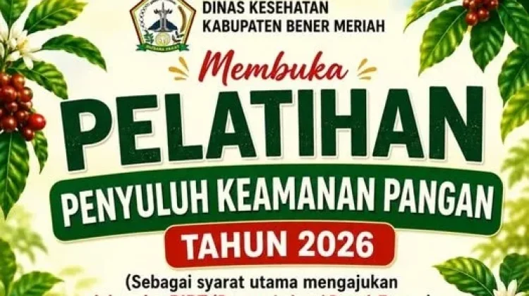 Dinkes Bener Meriah Buka Pelatihan Penyuluh Keamanan Pangan 2026