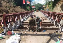 Jembatan Bailey Tenge Besi Kembali dapat Dilalui