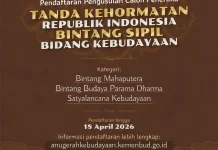 Pendaftaran Pengusulan Tanda Kehormatan Kebudayaan 2026 Resmi Dibuka