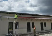 Babinsa Monitoring Pembangunan Huntara