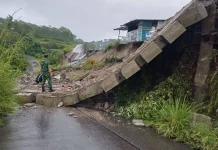 Hujan Deras, Tembok Penahan Tanah di Blang Tampu Longsor