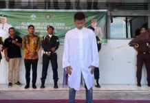Satu Terpidana Pelecehan Seksual di Bireun di Cambuk