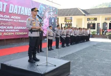 Kapolres Aceh Tengah Pimpin Upacara Purna Bakti Personil