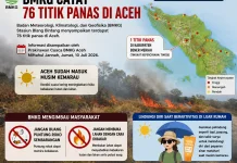 BMKG Catat 76 Titik Panas di Aceh, Satu Titik Berada di Bener Meriah