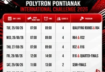 Jadwal Polytron Pontianak International Challenge Berlangsung 25–30 Agustus