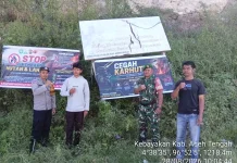 Polisi dan TNI di Aceh Tengah Pasang Spanduk Himbauan Cegah Karhutla