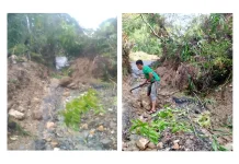 Longsor Tutup Jalan Utama Desa Agusen Gayo Lues