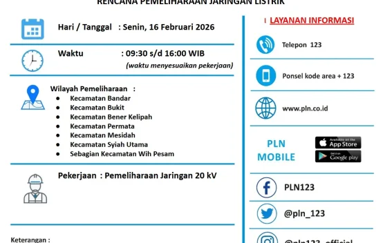 Pemeliharaan Jaringan, PLN Padamkan Listrik Hari Ini - RRI.co.id