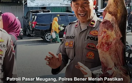Polres Bener Meriah Patroli Pasar Meugang