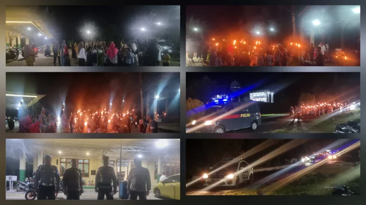 Kapolsek Melonguane Pimpin Pengamanan Pawai Obor Remaja Masjid