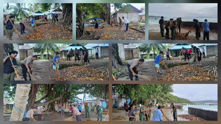 Sinergi Lintas Sektor Bersihkan Pantai Karatung Kecamatan Nanusa