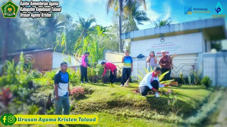 Kemenag Talaud Gelar Kerja Bakti Jaga Lingkungan Asri